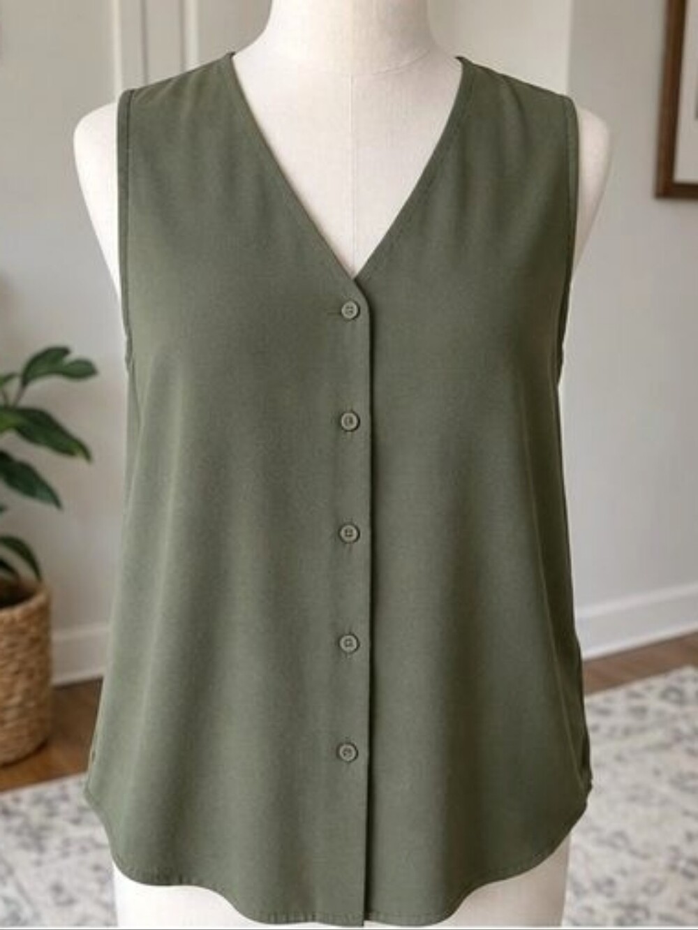 Olive Lace Trim Top